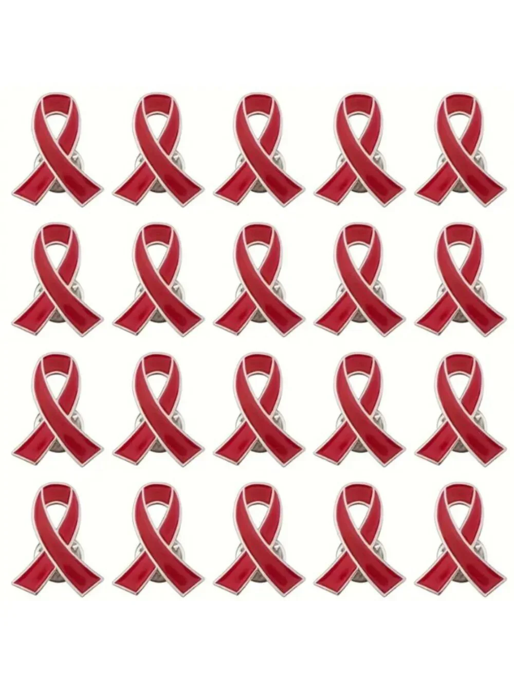 20PCS Red Awareness Ribbon Heart Charms Enamel Alloy Pendants for Jewelry Making